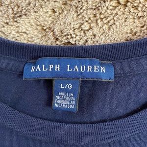 Girls Navy Ralph Lauren Tee w/ Yellow Logo